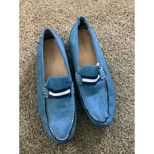 Stacy Adams Blue Slip-On Loafers With Striped Band Leather Lining Men Size 15
